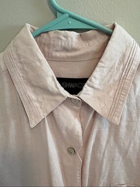Bushwhacker Linen Blend  Light Pink Button-Down Shirt with Embroidered Collar